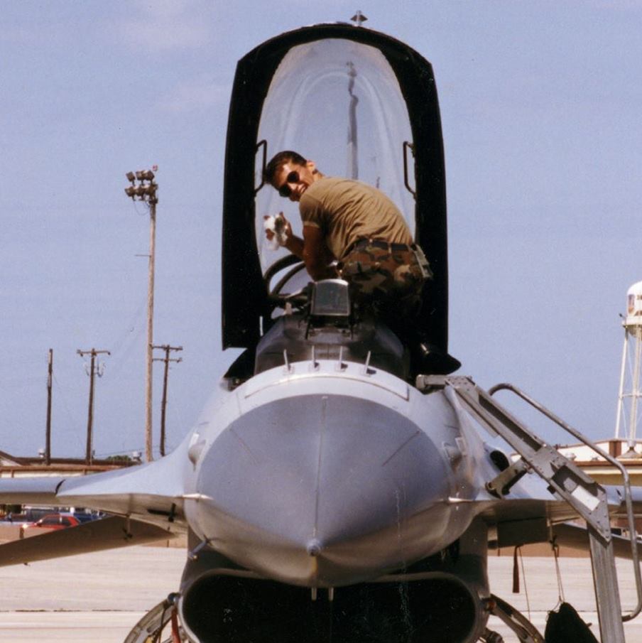 Rich Prepping F16 for Flight Circa 1992